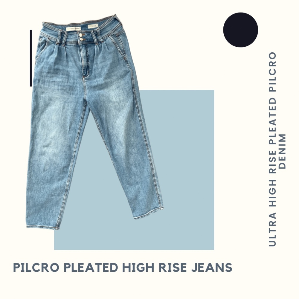 Pilcro Pleated High Rise Denim